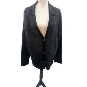 Jimmy Sanders Textured Knit Button-Up Cardigan – 3XL